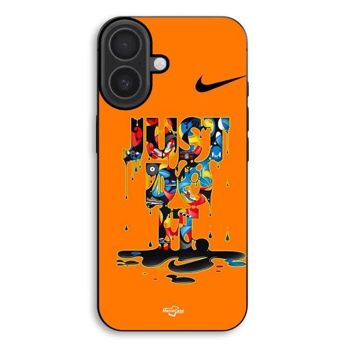 Cover per telefono - MANIACASE - iPhone 17 - Silicone TPU - Flessibile - Graffiti Nike Just Do It nero