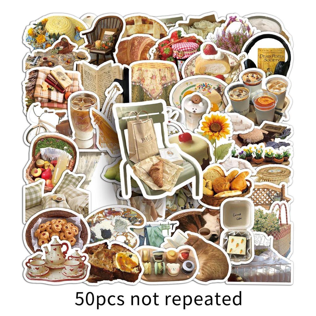 50-Pack Retro INS Style Graffiti Stickers for Water Bottle & Phone – Waterproof, DIY Cartoon Decor.