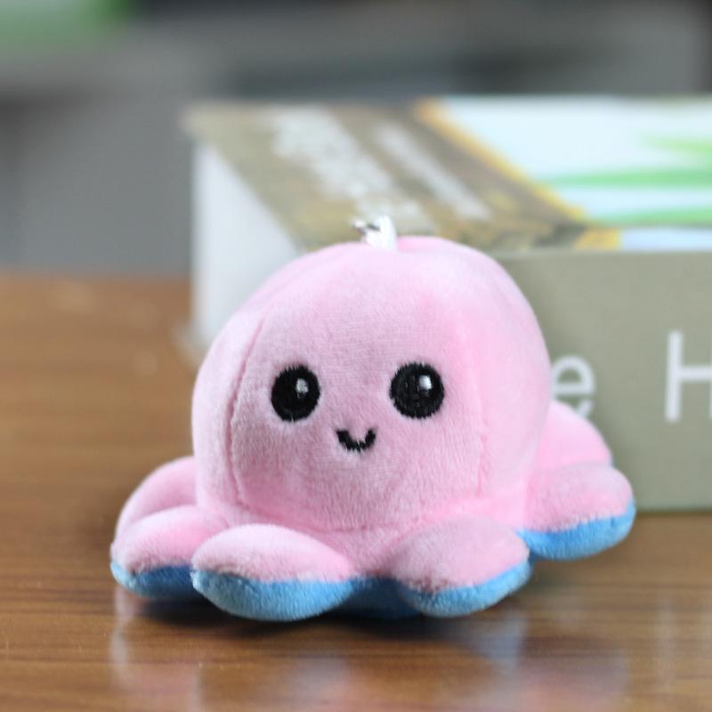 Cute Octopus Flip-Face Eight-Legged Plush Toy Doll Figurine Small Pendant 10 cm