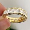Princess Square Zirconia Full Row Rings Female Luxury Gold Color Accessories for Engagement Bridal Wedding Band Jewelry