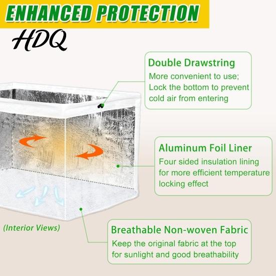Thermal Insulation Plant Cover Garden Raised Bed Cover Freeze Protection Adjustable Drawstring