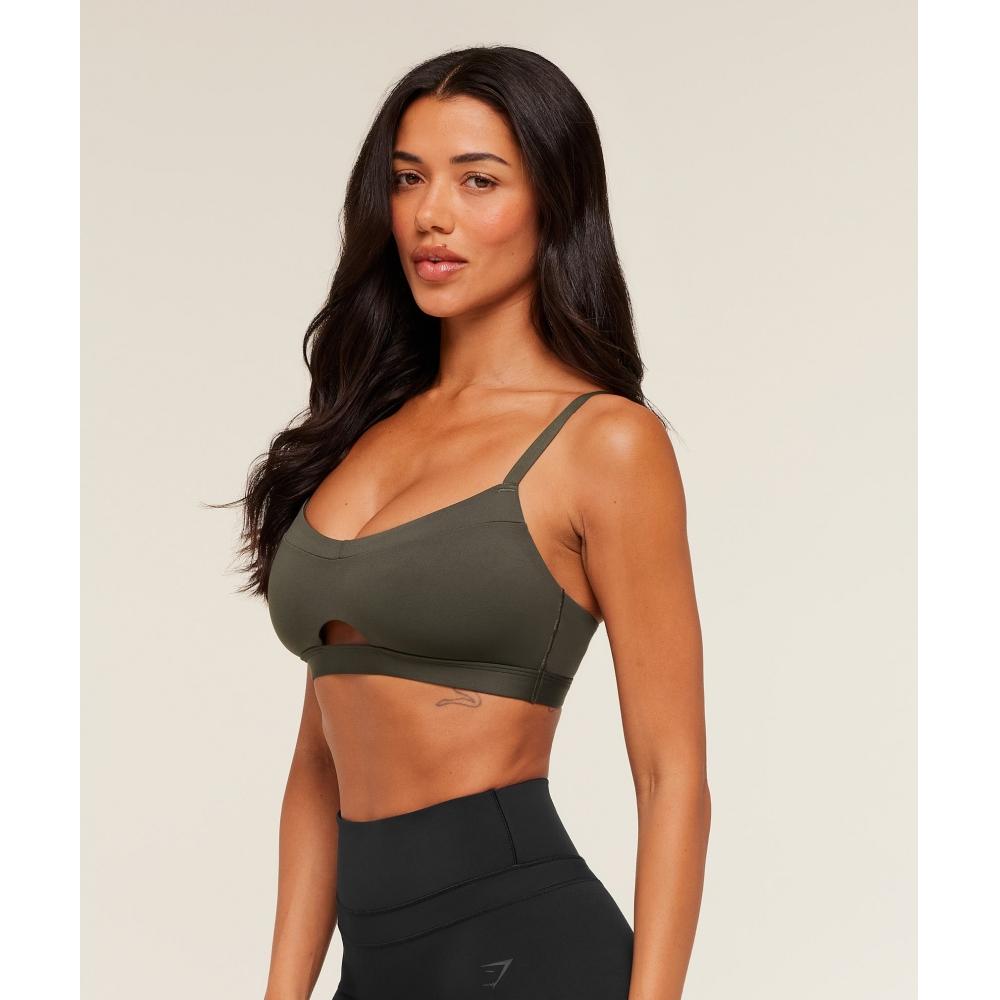 Gymshark Balcony Peekaboo Sports Bra Gs Strength Green B4b6j Ecjh