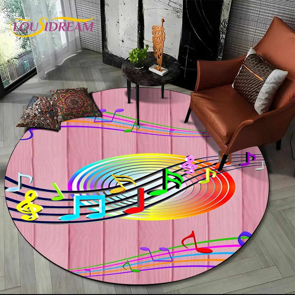 3D Musical Note Piano Art Round Carpet Rug for Living Room Bedroom Child Playroom Chair Decor,Pet Area Rug Non slip Floor Mat
