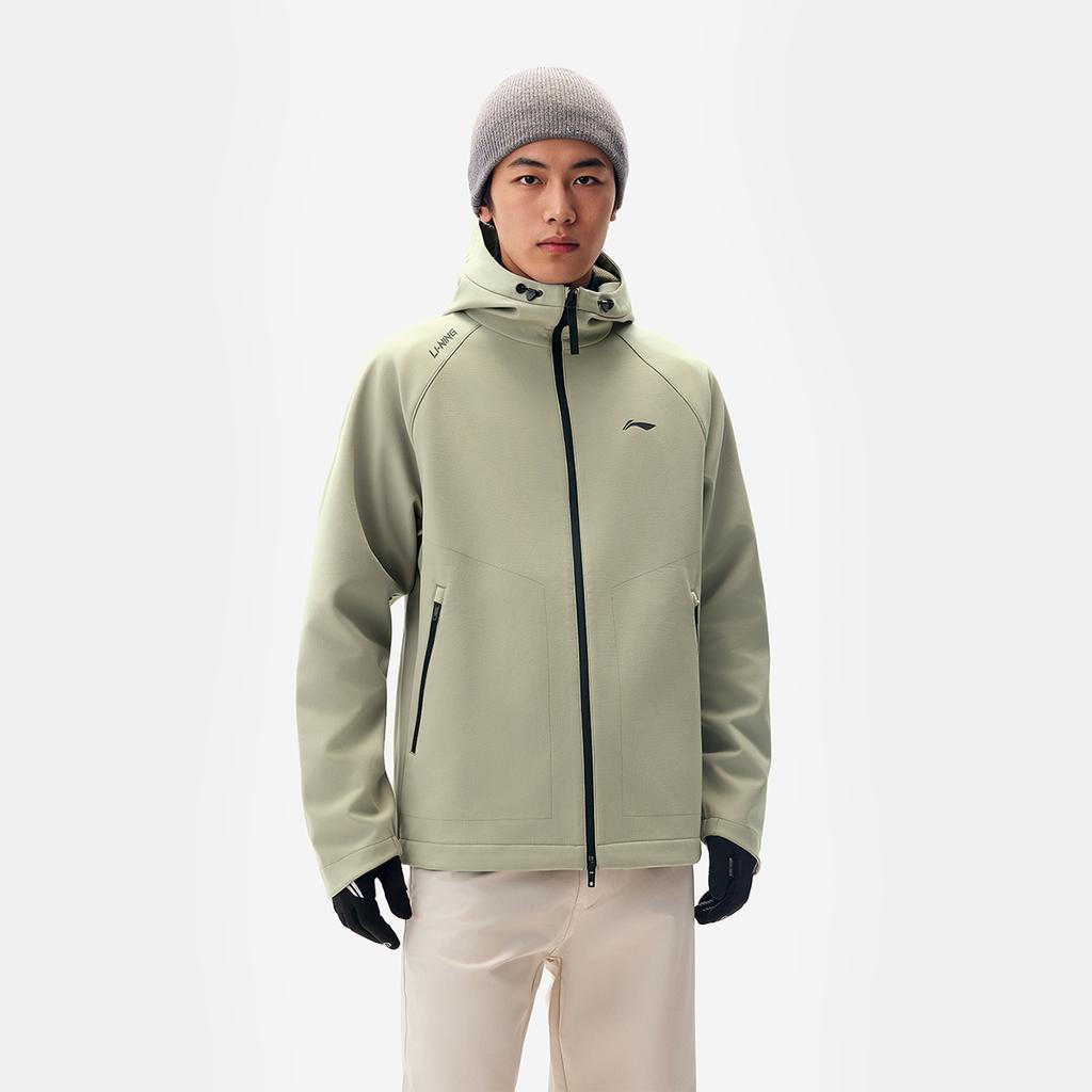 Li Ning Fitness Series Windproof Water-Repellent Hooded Jacket Men Jacket Hiking-Green AFDVE93-2