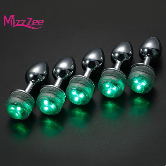 Mizz Zee Metal Bead Remote Anal Plug Dilator měnící ovládání barvy LED světla