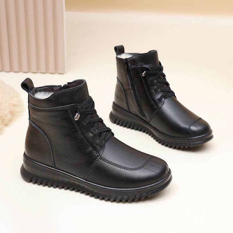 Winter Women Short Wool Fur Warm Snow Boots Casual Shoes 2025 Waterproof Ankle Boots Flats Platform Ladies Shoes Botas