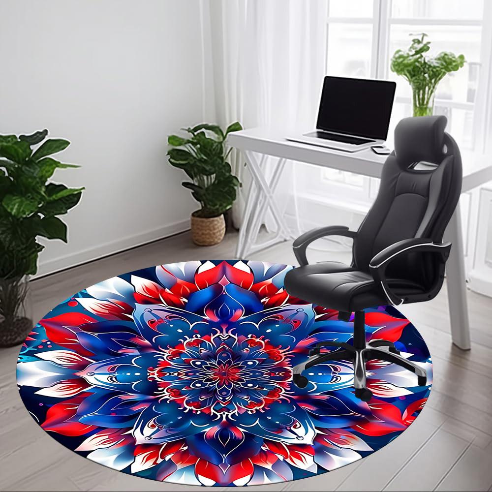 1pc Floral Mandala Design Carpet, Round Non Slip Durable Large Size Office Carpet, Suitable for Office