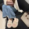 Mao Mao slippers women's wear 2025 autumn and winter new Internet celebrity fashion pearl thick bottom home one-word cotton slippers