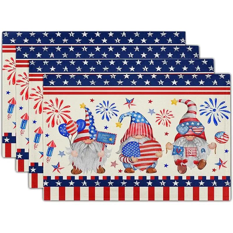 1pc Gnomes Placemats Buffalo Plaid Kitchen Mat Heat Proof Linen Place Mats for Home Kitchen Dinner Table Decor and Supplies