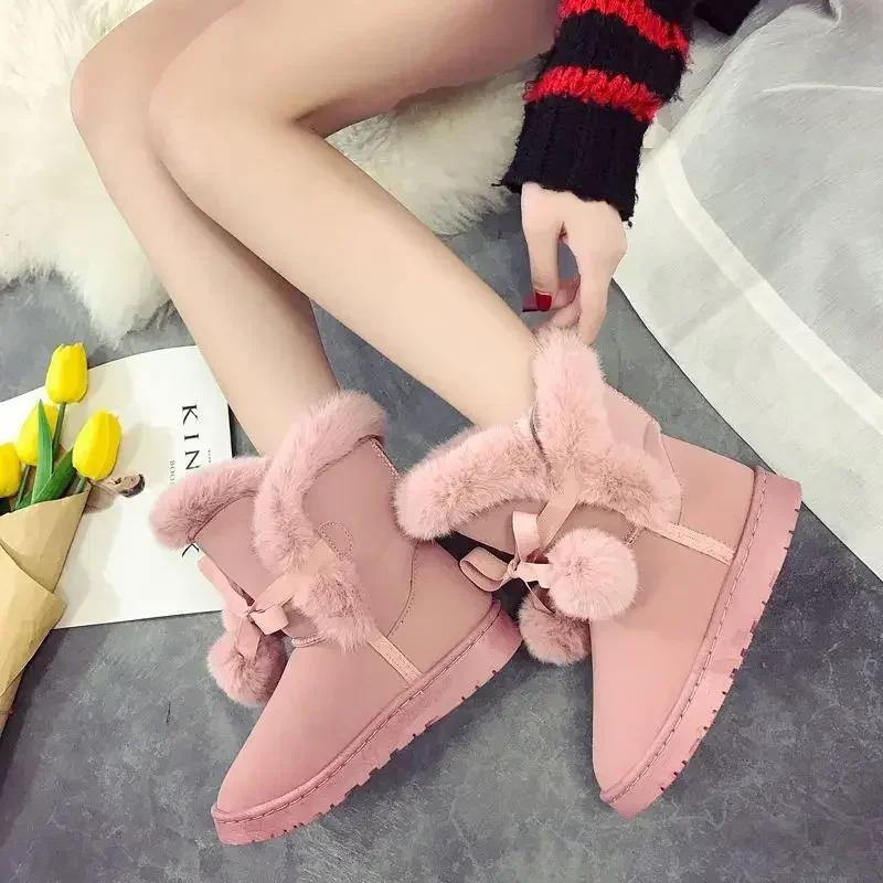 Fashion Chunky Ladies Snow Boots Fashion 2024 Female Shoes Kawaii Cute Platform Large Size Warm 39 Boot Winter Novelty Spring Autumn Hot