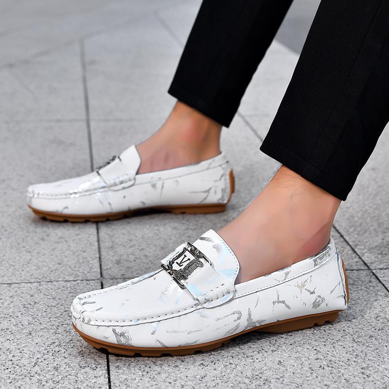 Herren Echte Leder Slipper Fahrerschuhe Bequem Weicher Boden Lässig Britischer Stil Frühling Sommer Atmungsaktiv Anti-Rutsch