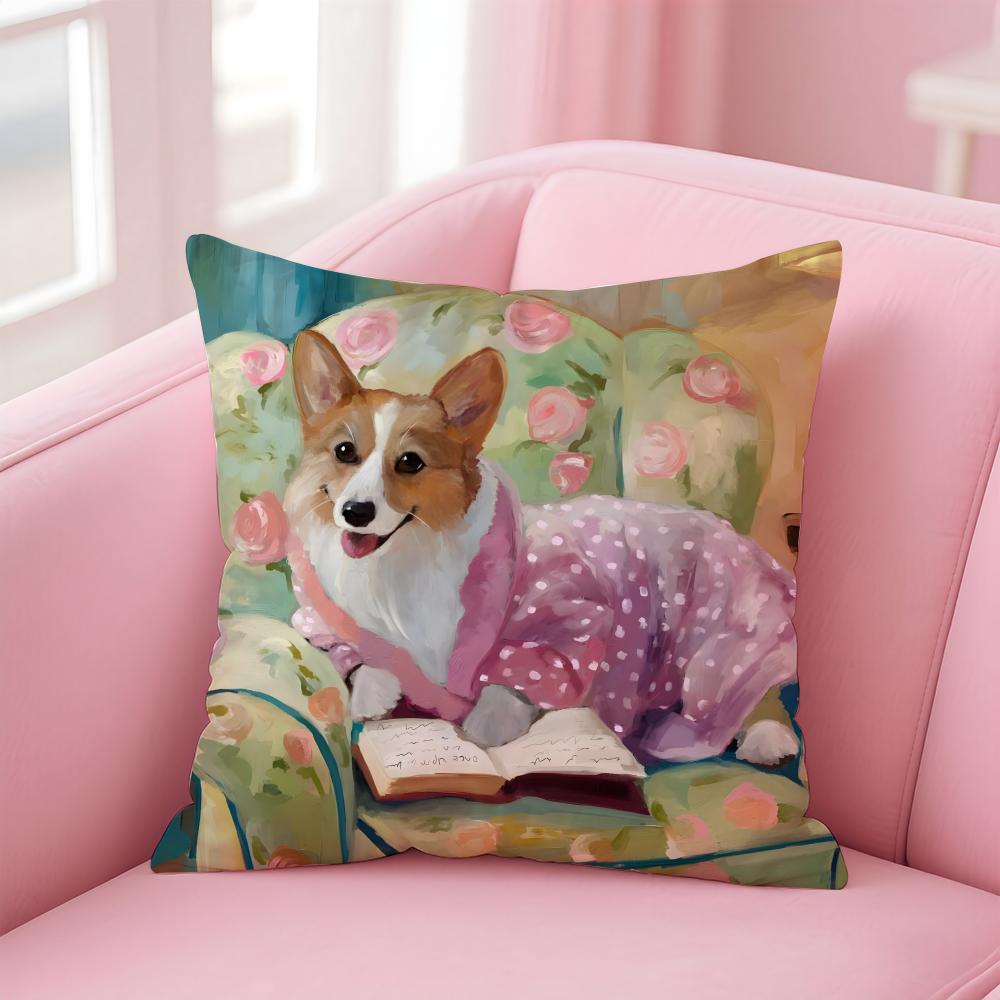 CUTE Golden Retriever Cushion Cover Pillow Case Soft Friendly Fabric Concealed Zipper
