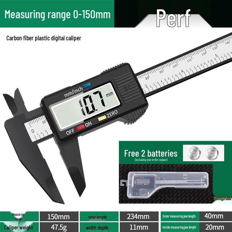 Carbon Fiber Digital Caliper, 0-150mm, for Jewelry and Wenwan Precision Measuring