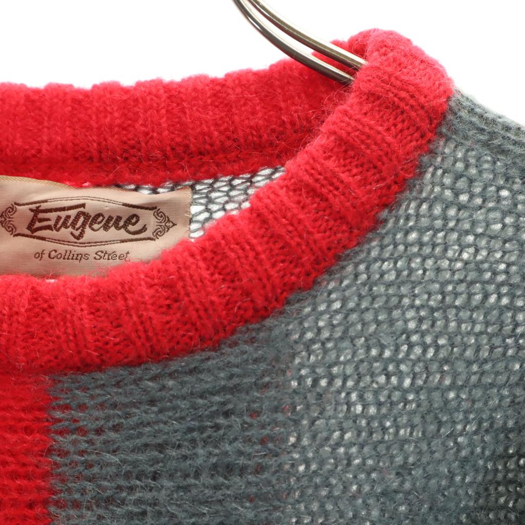 Eugeue 70s 80s Mohair Blend Vintage Long Sleeve Sweater M Gray Knit Men's Used