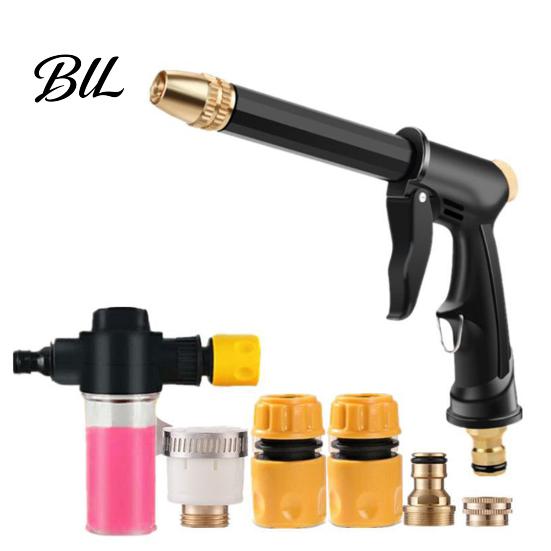 Car Wash Hose Nozzle Garden with Foam Cannon, Quick Connectors, Heavy Duty Plant Watering Nozzle, High Pressure for Washing Plants Cleaning Yard A