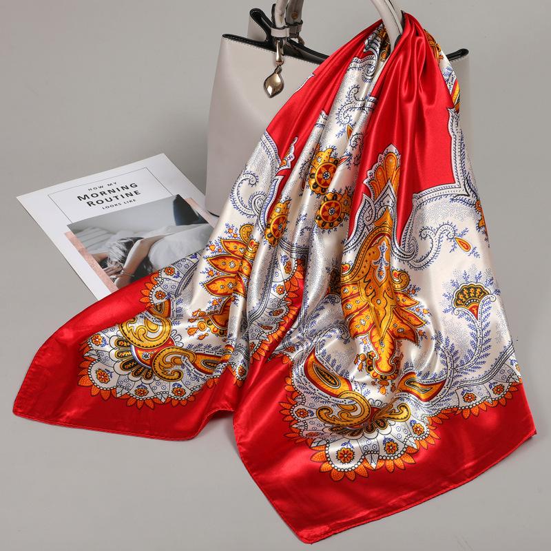 90 Square Scarves, Silk Scarves, Women's New Spring and Summer High-end Sense Versatile, Thin Scarves, Shawls Outside