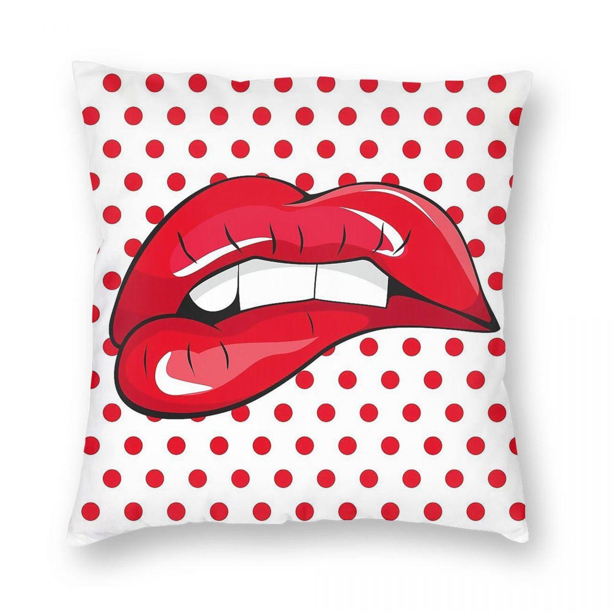 Red Lips Pop Art Square Pillowcase Polyester Linen Velvet Pattern Zip Decor Pillow Case Room Cushion Cover 30x30cm
