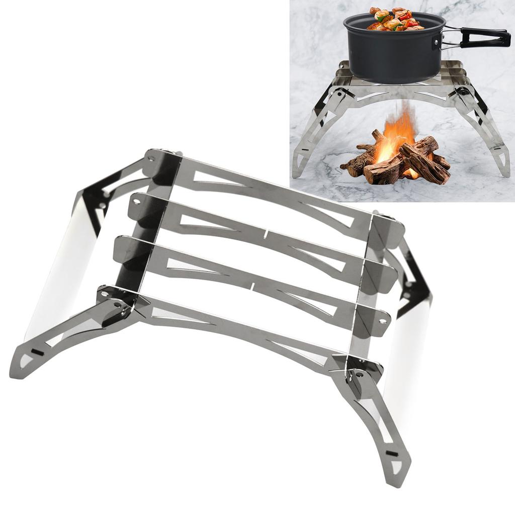 Camping Cooking Rack Stainless Steel High Hardness Foldable Portable Outdoor Folding Stove Stand for Hiking