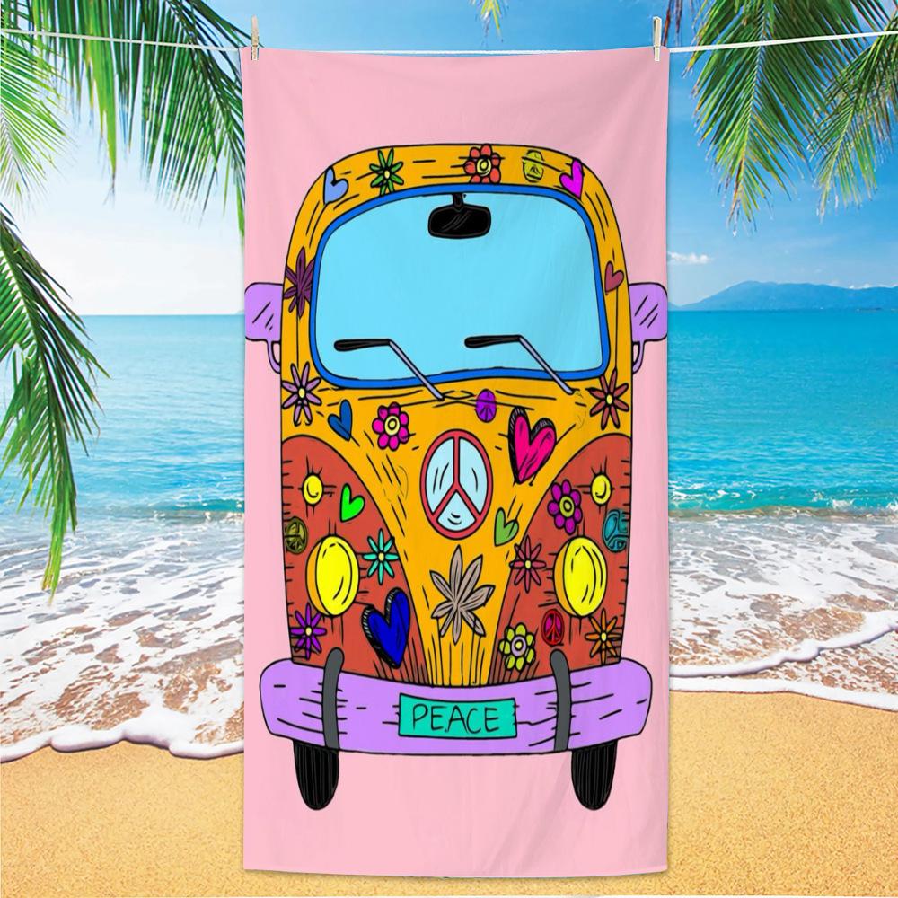 Boho-Stil und Friedenssymbol, Strandtücher aus ultrafeiner Faser, Strandurlaubsfotos, Dekorative Handtücher, Schalhandtücher