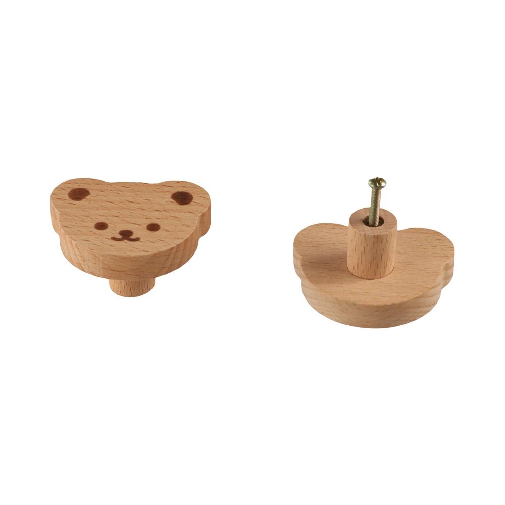 6 Pcs Wooden Wardrobe Knobs Drawer Handles Furniture Handle Wardrobe Knobs Cute Bear Handle  Closet