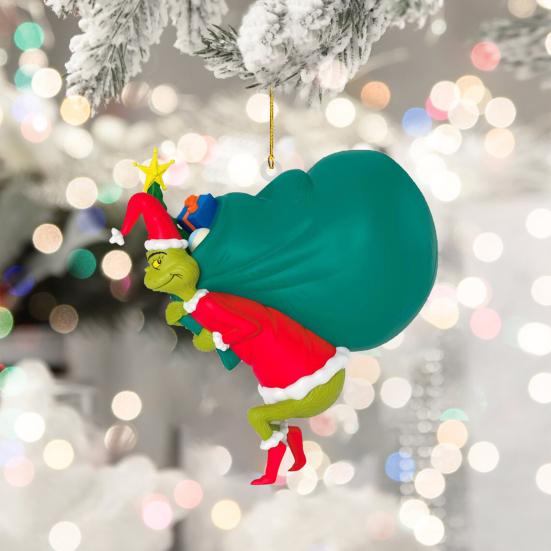 Christmas Pendant Creative Shape Adorable Appearance Lanyard Design Wide Application Easy To Hang Grinch Character Xmas Tree Hanging Decoration