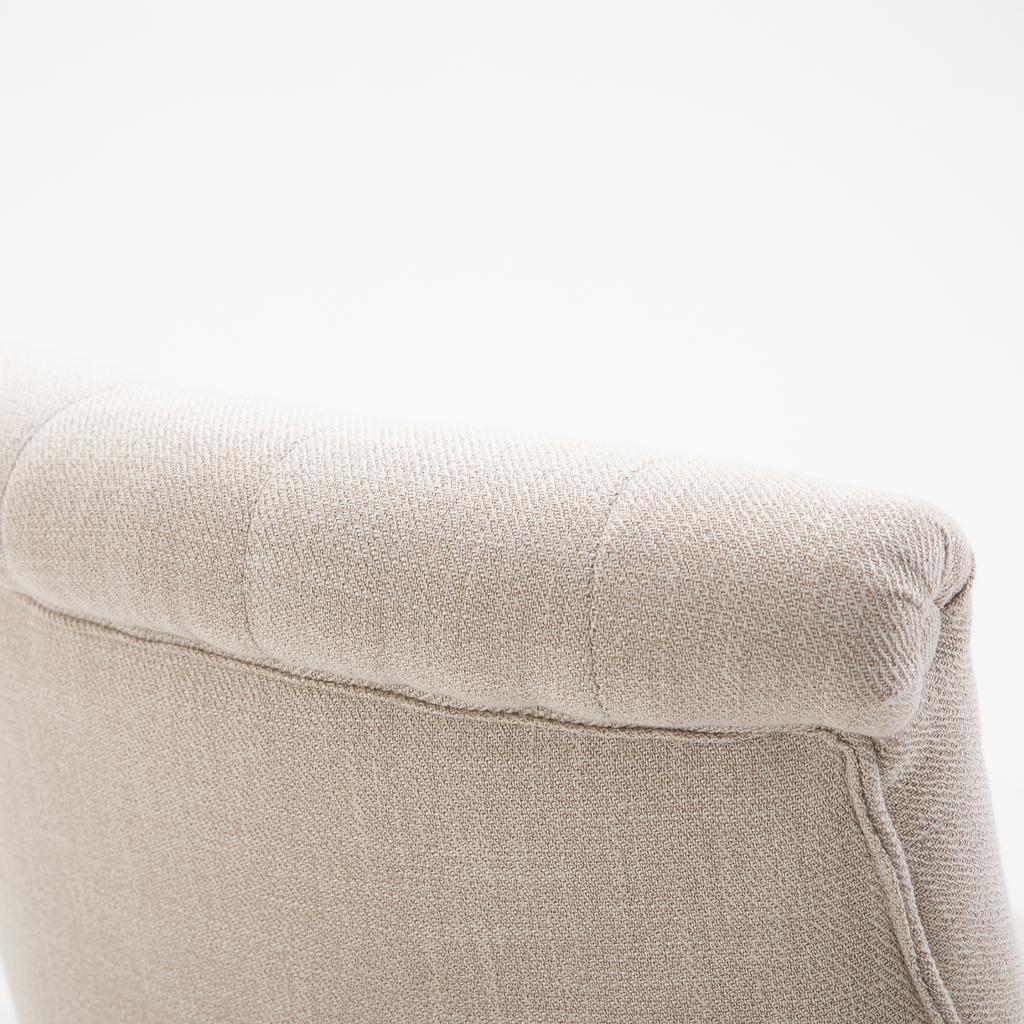 Weicher Polster-Sessel mit Rückenkissen, zum Lesen und Entspannen, Stoffbezug in Leinenoptik, 52,5 x 69 x 77 cm, Cremeweiß