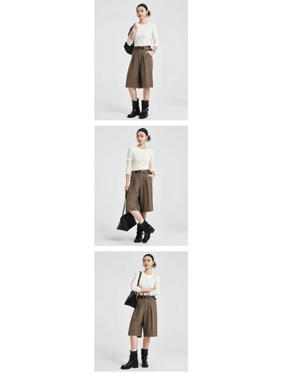 She Exhibition Women's Cotton Round Neck Long Sleeve T-shirt, 2025 Autumn/Winter Style Base Layer Top.