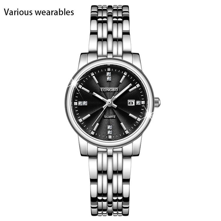 Lovers Watch Calendar Waterproof Steel Strap Watch for Men Women