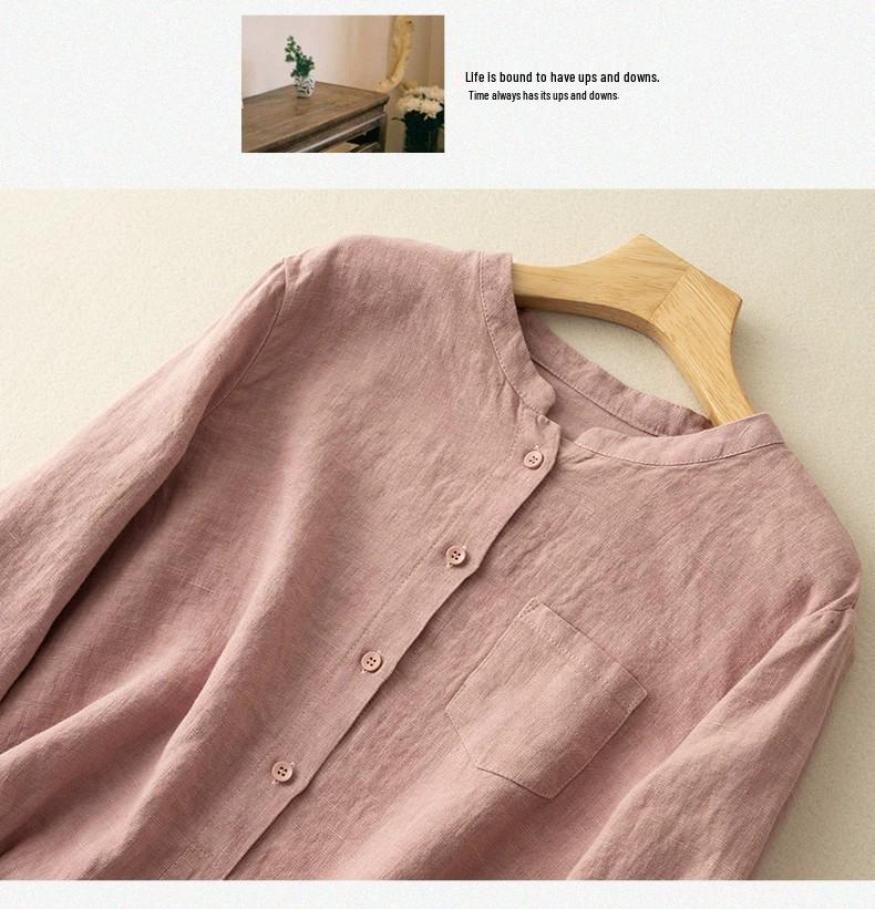 Women’s High-End Artistic Retro Cotton and Linen Loose Top – New Spring 2026 Collection
