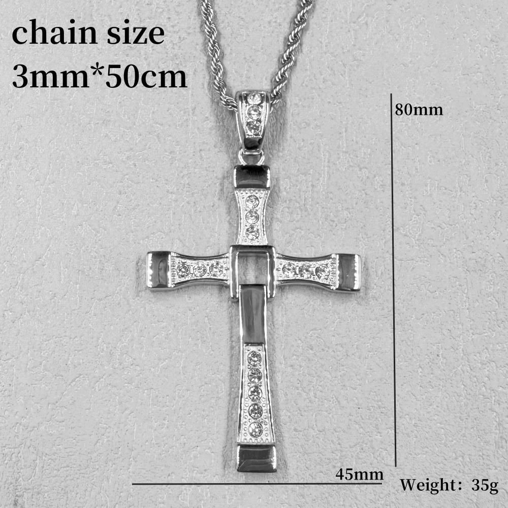 HIP hop Men/Women Cross Pendant Necklace with rhinestone Gold Color 316L Stainless Steel Necklace Popular
