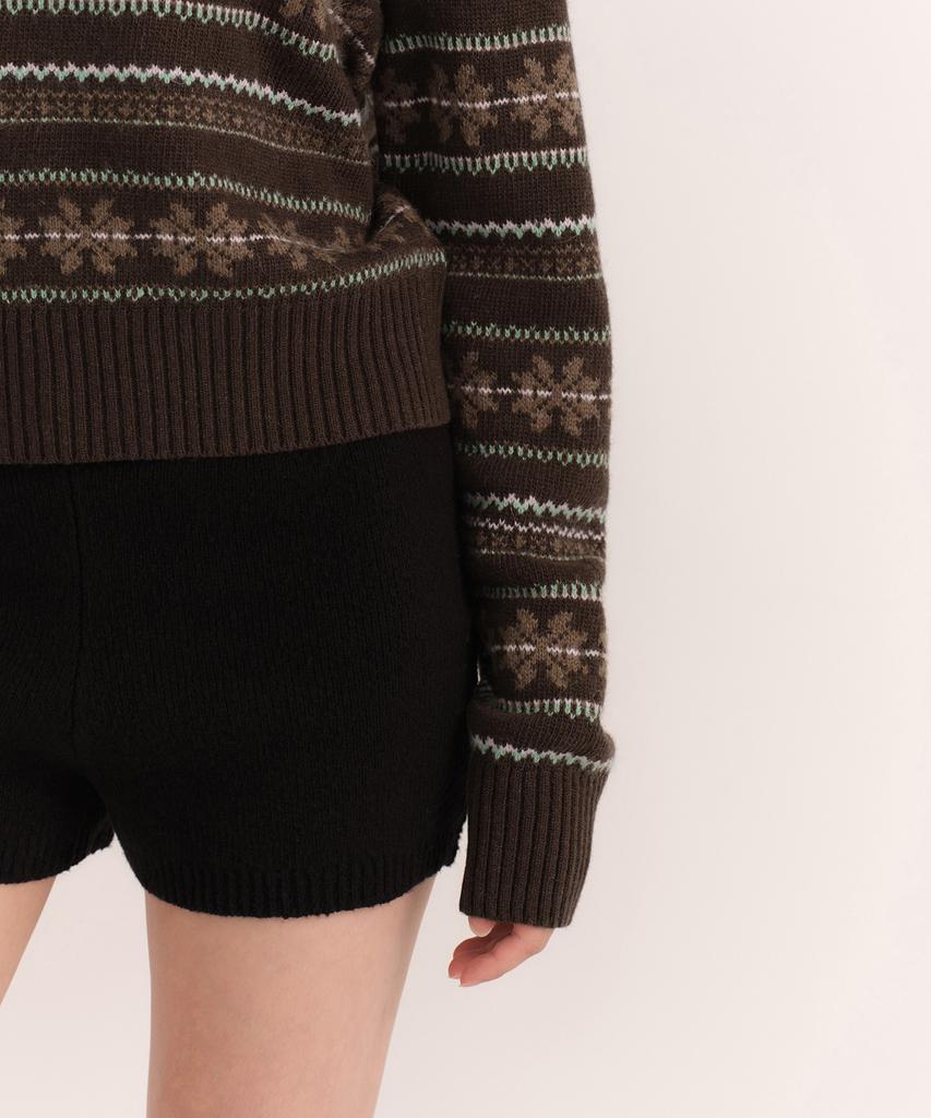 MUSINSA STANDARD WOMAN Women'S Nordic Fair Isle Crew Neck Knit [Brown]
