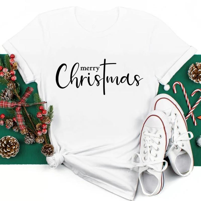 Just A Girl Who Loves Christmas Print Women Tshirts Cute FeUnisex Christmas Clothes New Year Party Tshirt