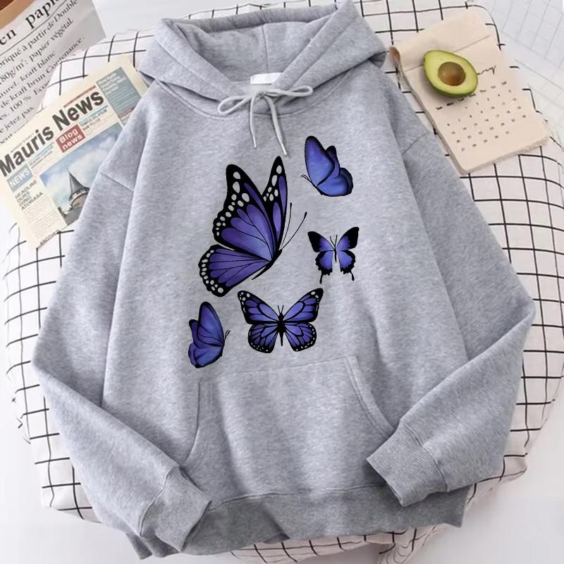 Lustige 90er Grafik Schmetterlingsmuster Gedruckte Hoodies Damen Herren Vintage Y2k Sweatshirts Kapuzenkleidung