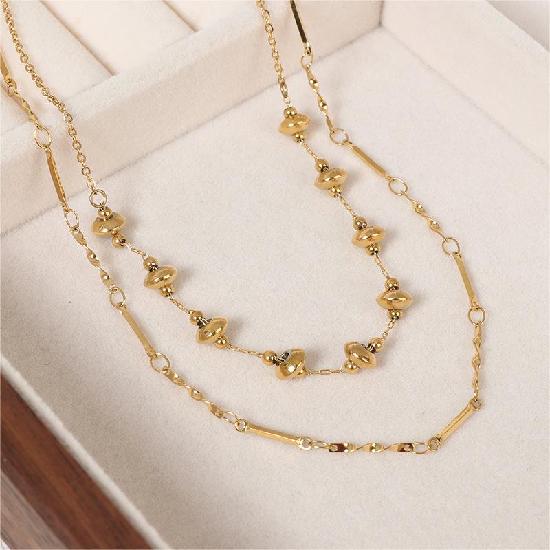 Fashionable Versatile Necklace for Women New Double-layer Collarbone Chain High-end Beaded Jewelry