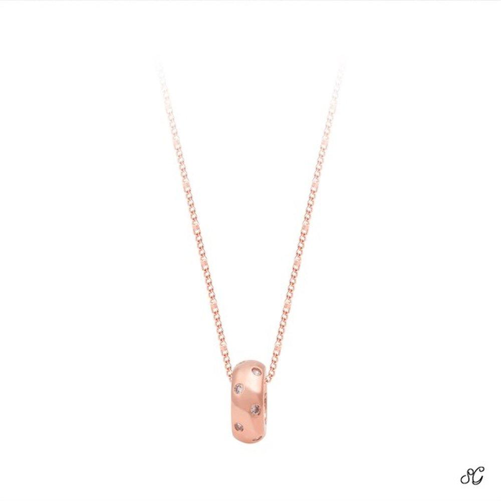 

14Kgp Rose Gold Cubic Zirconia Ring Charm Pendant Fashion Layered Chain Necklace (8538980)
