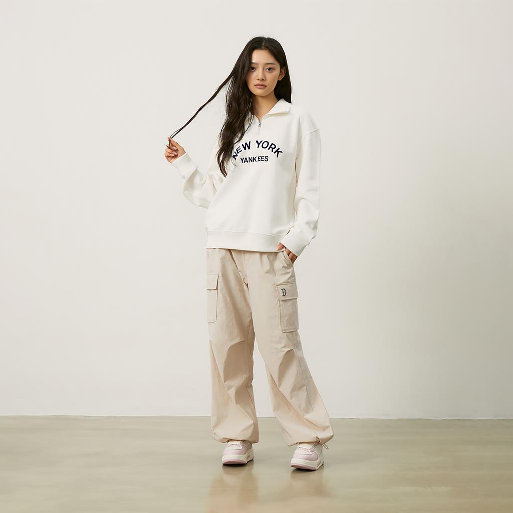 New MLB Preppy Style Collection New York Yankees Sweatshirt Unisex Cream 3AMTV0244-50CRS