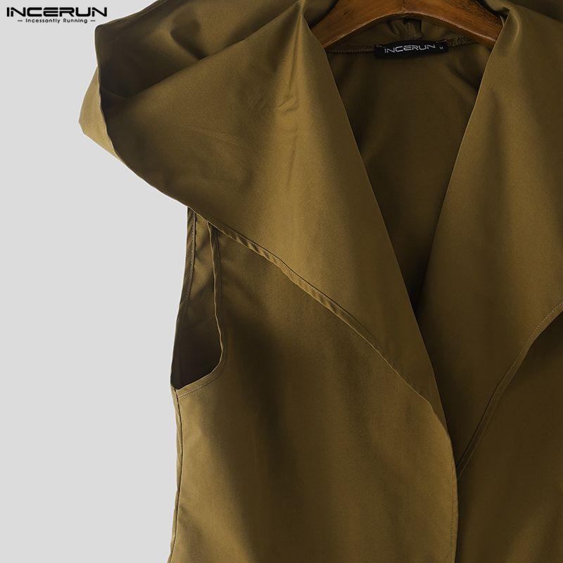 INCERUN Men Sleeveless Thin Irregular Casual Loose Fit Hooded Tank Tops
