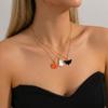 Metal Pumpkin Pendant Ring Enamel Ghost Pendant Jewelry Cute Halloween Jewelry Set  Women