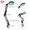 Professional 5X Magnifier Lamp with LED Light, 5 Color Modes & Dimmer, USB Powered, Adjustable Metal Arm & Clamp for Precision W