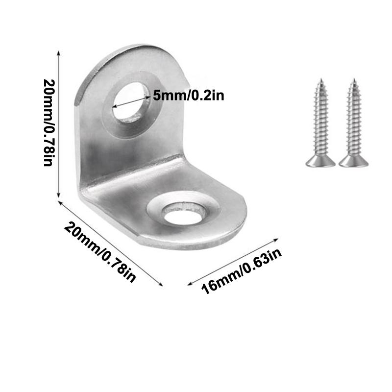 Stainless Steel L Brackets Right Angle Corner Brace for Shelves Wood Furniture Chair Drawer with Screws Home Improvement