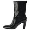 Vintage High Heel Zipper Closure Round Toe Ankle Boots 8cm Women Boots Black 11103510-38