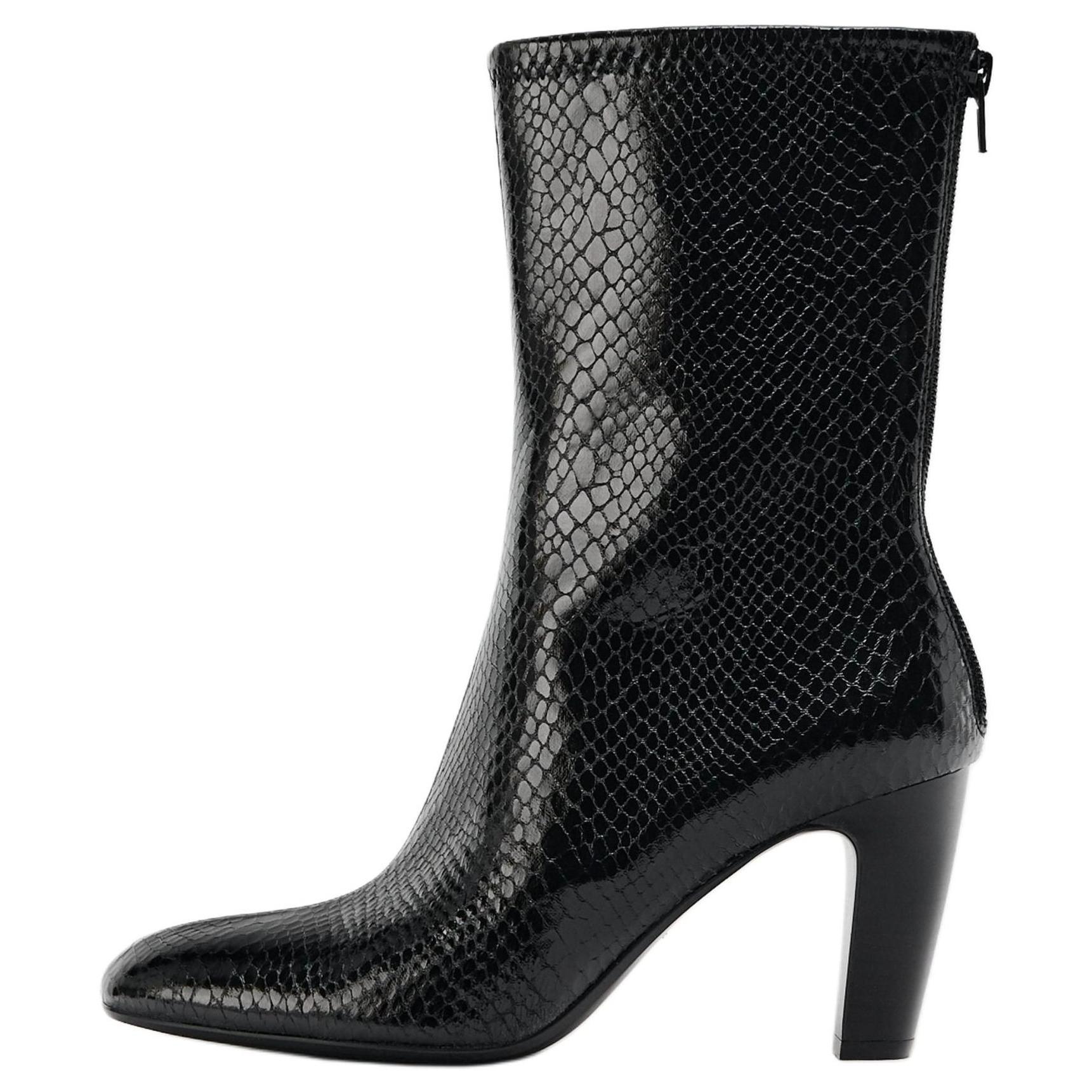

Zara Винтажные ботильоны на высоком каблуке с застежкой-молнией и круглым носком 8 см Женские ботинки Черные 11103510-38 37