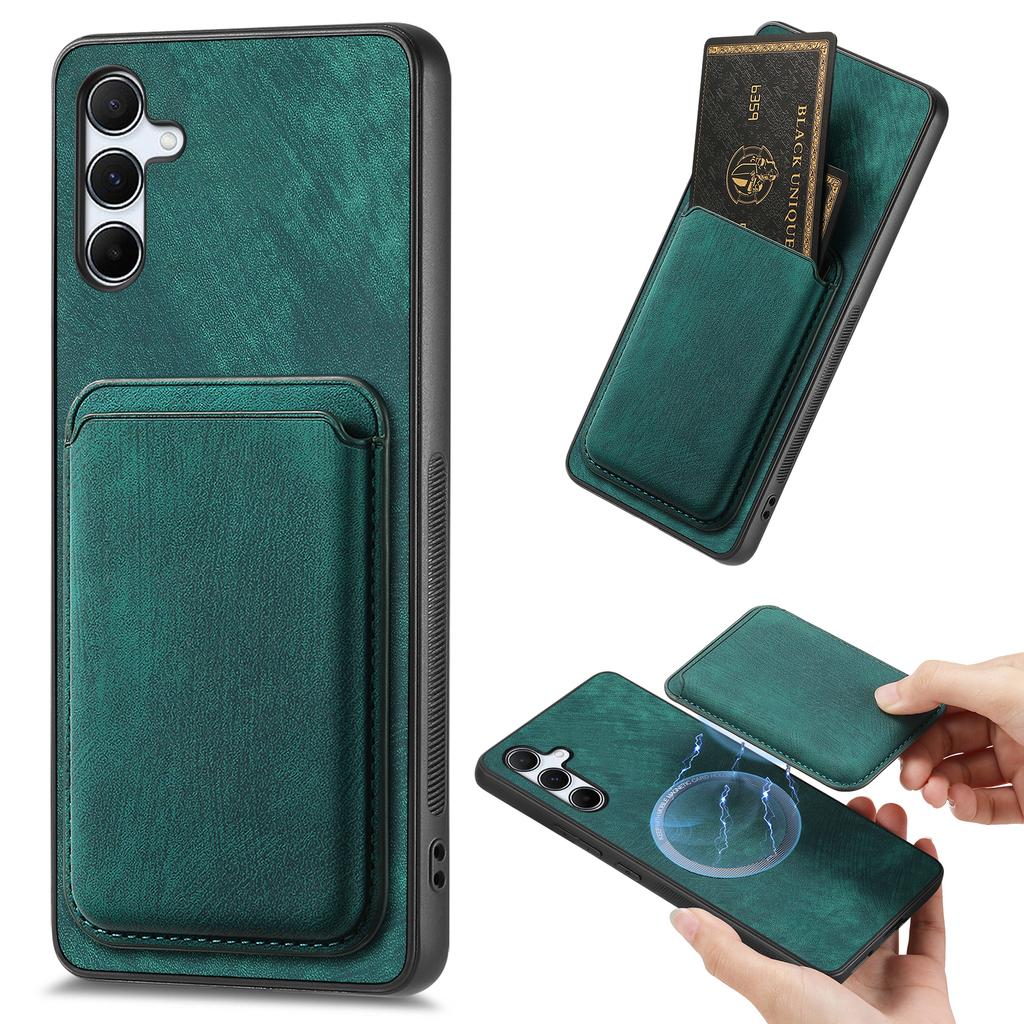For Samsung Galaxy A55 5G Case Compatible with MagSafe Leather Back Cover with Detachable Card Holder