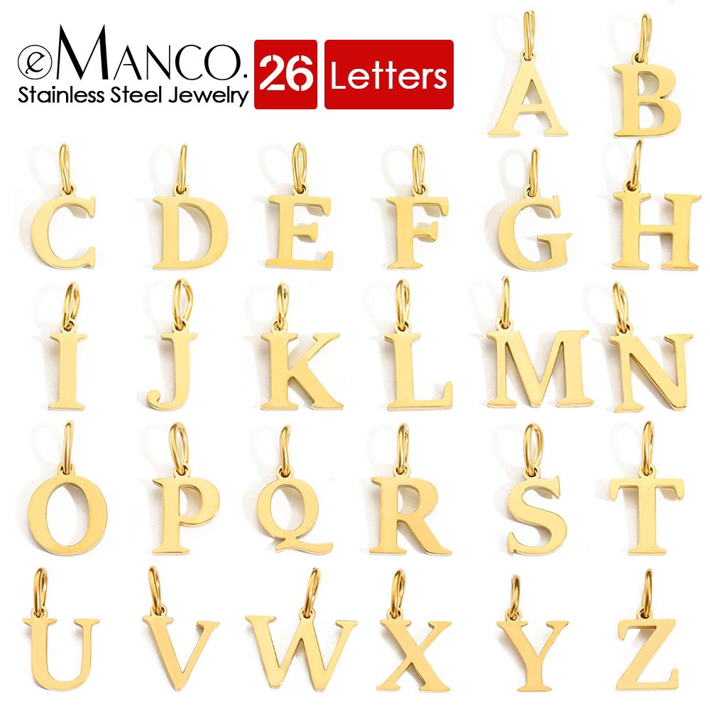 EMANCO Initial Alphabet Pendant Stainless Steel Charms for Making Necklace Minimalism Accessories Women's Jewelry Wholesale
