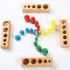Drewniany Zestaw Montessori Puzzle z Gniazdami na Cylindry Zabawka do Ćwiczenia Zmysłów dla Niemowląt Zabawki Edukacyjne dla Dzieci w Wieku Przedszkolnym