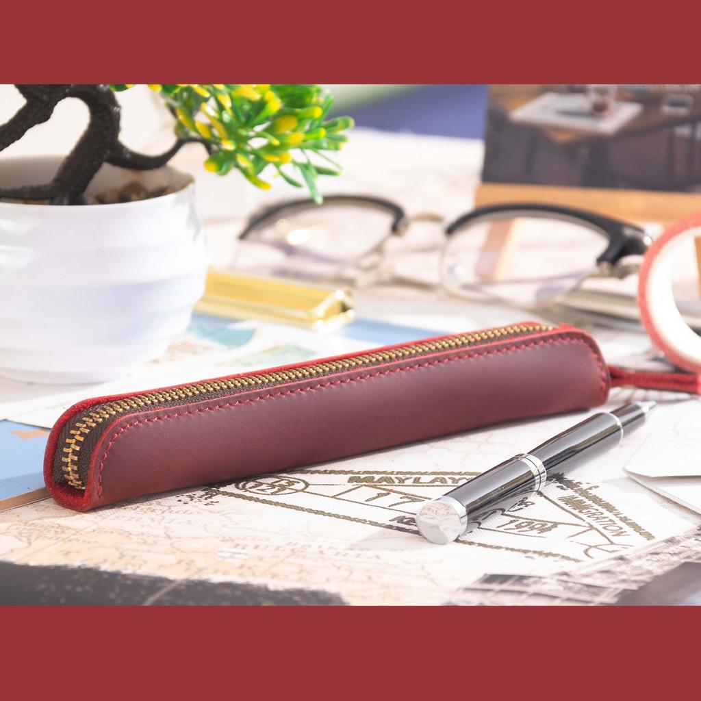 2026 Retro Simple Cowhide Apple Stylus Protective Pen Cover Storage Bag Portable Leather Mini Pencil Case