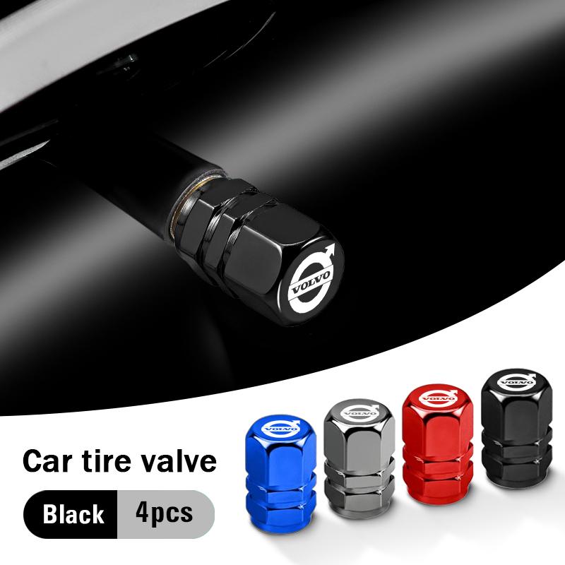 4Pcs Car Tire Valve Covers Aluminum Alloy Auto Accessories For Volvo Xc60 Xc90 V40 V60 S60 V50 V90 S80 C40 XC40 V70 XC70 C30 C70