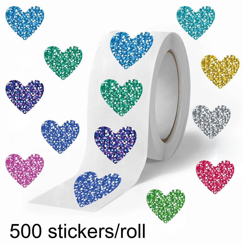

1roll Sparkling Heart-Shaped Stickers, Featuring Colorful Glittery Heart Designs,Perfect for Adding a Romantic Touch to Planners