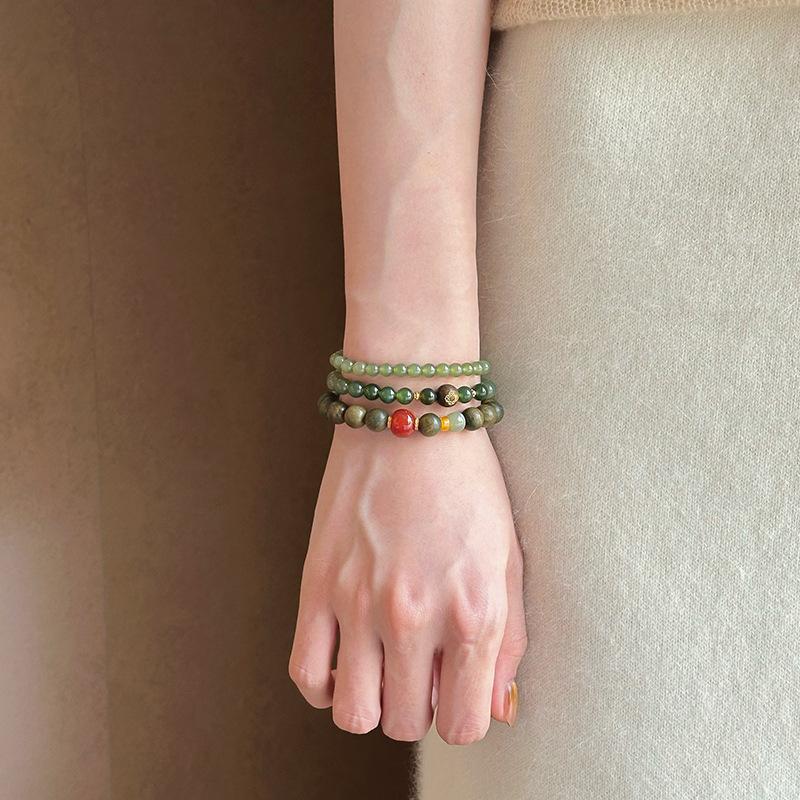 Natural Hetian Jade Beaded Bracelet Retro Niche Temperament Wenwan Bracelet Simple New Chinese High-end Hand Jewelry