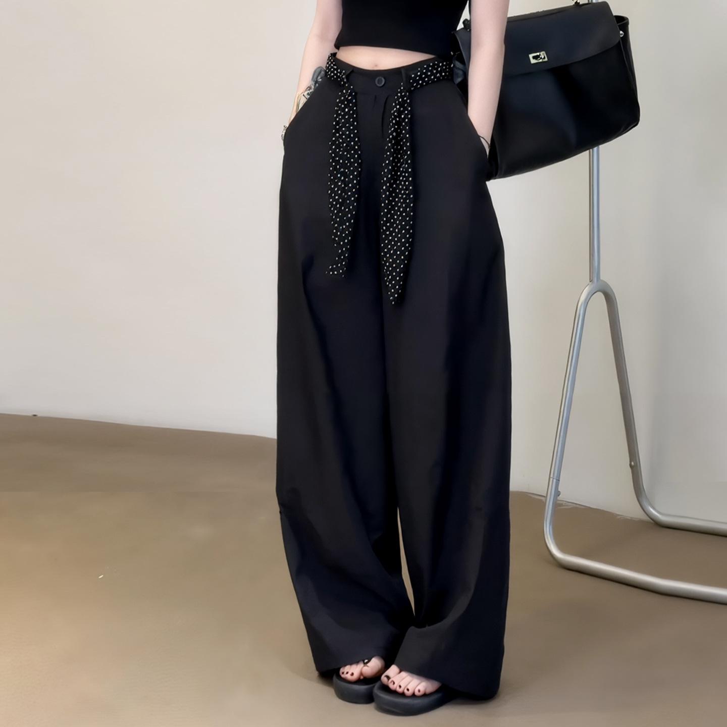 

Женские черные брюки-палаццо: Осень, Свободный, Стройнящий, Универсальный, Прямой крой, Длина в пол Small